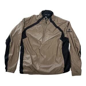 Sunice Weather Jacket Mens Large Beige Black Pullover Golf Windbreaker 1/2 Zip